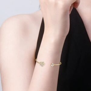 Moissanite 14k Gold/925 Fine Sterling Silvee Cuff Bangle